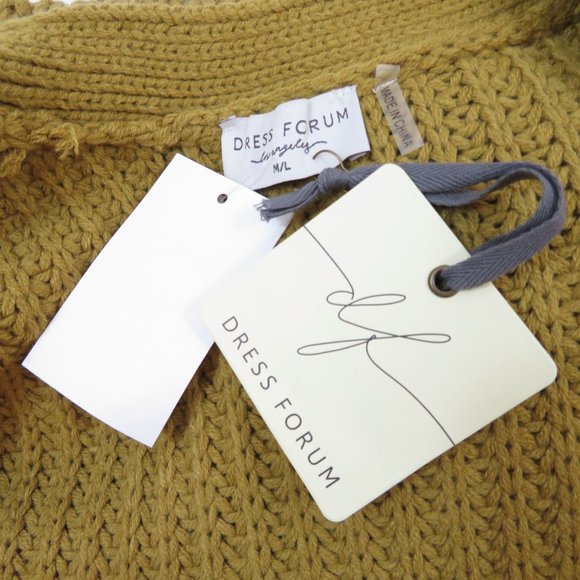 Dress Forum Cardigan Chunky Knit Relaxed Fit Sweater with Pockets M/L Mustard - Picture 4 of 6